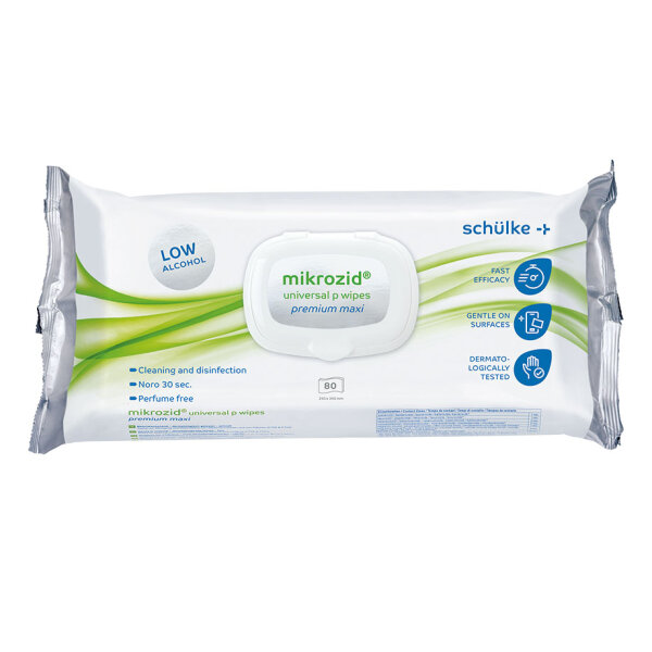 Mikrozid Universal Wipes Premium maxi | gering alkoholisch | 25 x 25 cm | 100 Stück