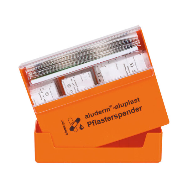 aluderm-aluplast Pflasterspender orange Erwachsene, gefüllt