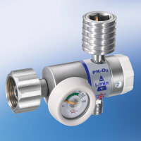 Druckminderer O2, kurzer Anschluss, Druchflussmesser 0-15...