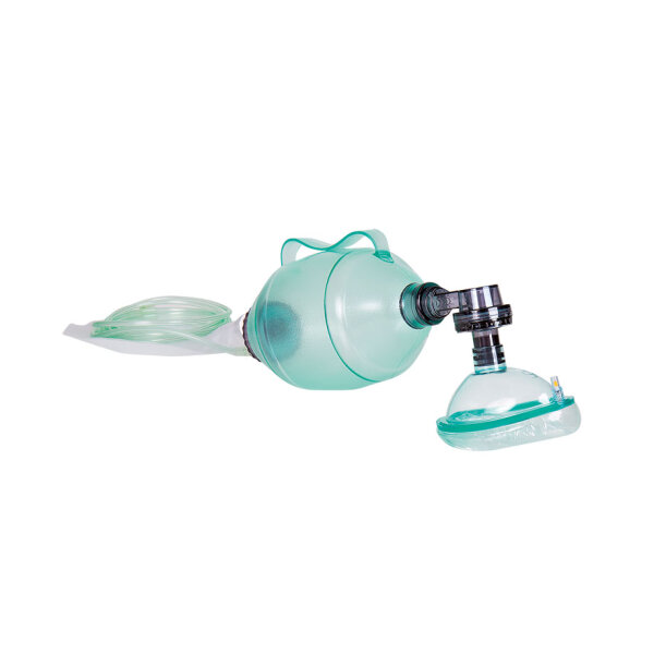 Einmal-Beatmungsbeutel mit Maske Gr. 5 für Erwachsene, mit O2-Reservoir und Schlauch 3 m in Tragetasche