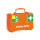 Erste-Hilfe Koffer QUICK-CD mit Füllung Standard DIN 13157, orange mit Wandhalterung