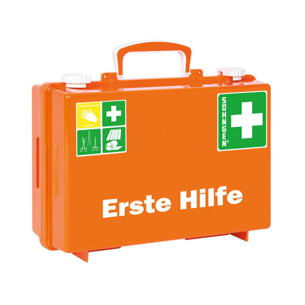 Erste-Hilfe Koffer SN-CD NormPlus mit Füllung Norm DIN 13157, orange zusätzlich mit Erweiterungsset Plus