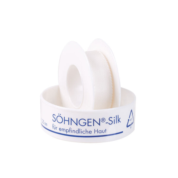 SÖHNGEN-Silk Heftpflaster ca. 5 m x 1,25 cm mit Schutzring