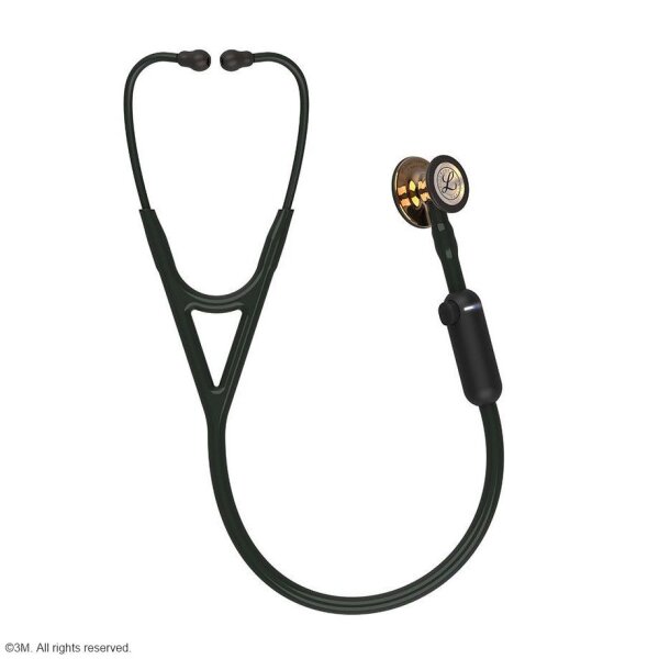 Littmann Elektronisches Stethoskop Modell CORE, High Polish Edition hochglanzpoliertes, kupferfarbenes Bruststück, Schlauch, Schlauchanschluss  und Ohrbügel in schwarz