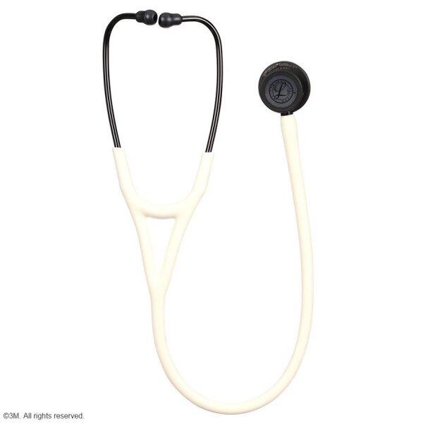 Littmann Cardiology IV Diagnostic Stethoskop schwarz mattiertes Bruststück alabasterfarbener Schlauch mit Satin-Oberfläche