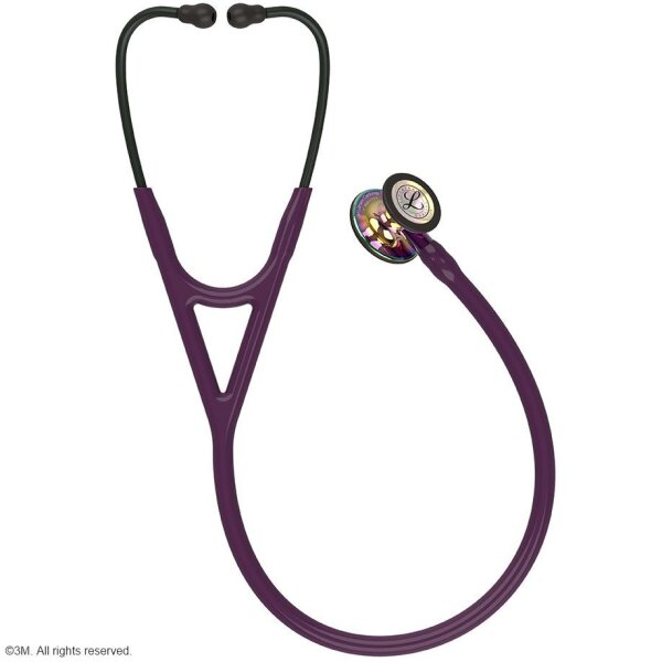 Littmann Cardiology IV Diagnostic Stethoskop High Polish Regenbogen Edition, Schlauch pflaume, Schlauchanschluss violett und Ohrbügel schwarz