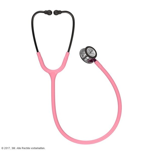 Littmann CLASSIC III Monitoring Stethoskop hochglanzpoliertes Bruststück Schlauch pearlmutt, Schlauchanschluss pink, Ohrbügel rauchfarben