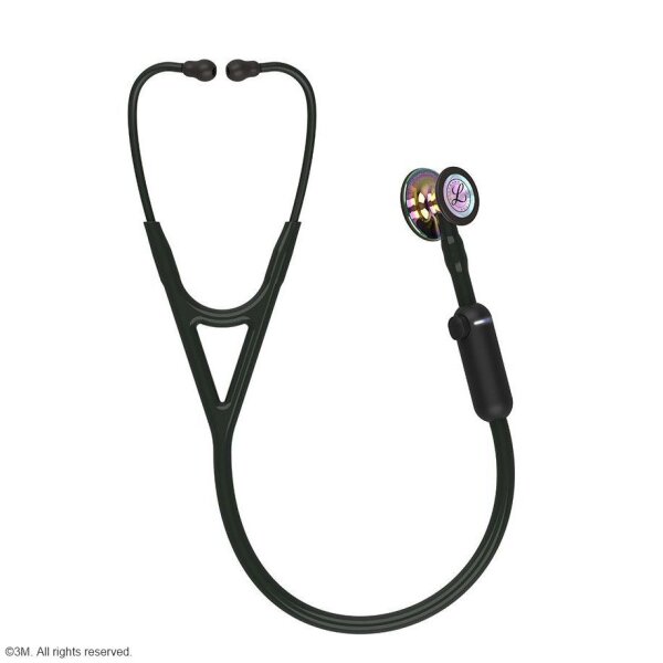 Littmann Elektronisches Stethoskop Modell CORE, High Polish Regenbogen Edition, Schlauch, Schlauchanschluss  und Ohrbügel in schwarz