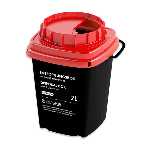 Entsorgungsbox 2 Ltr. eckig, schwarz/rot
