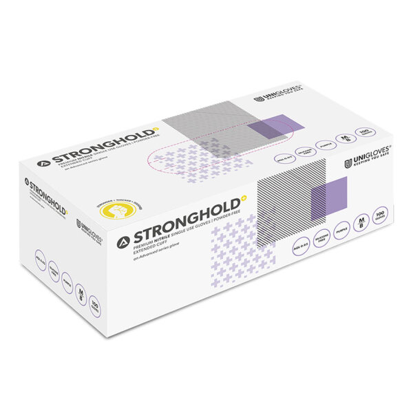 STRONGHOLD+ Nitril U.-Handschuhe Gr. XL unsteril puderfrei lila extra lang (100)