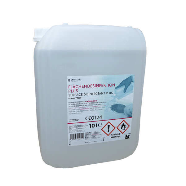 Unigloves Flächendesinfektion PLUS 10 Ltr., lemonfresh * nur für den professionellen Gebrauch *