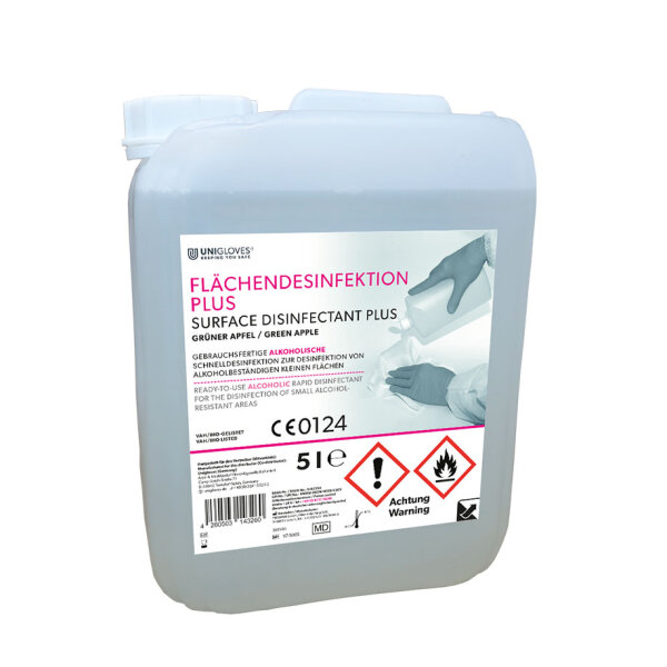 Unigloves Flächendesinfektion PLUS 5 Ltr., grüner Apfel * nur für den professionellen Gebrauch *