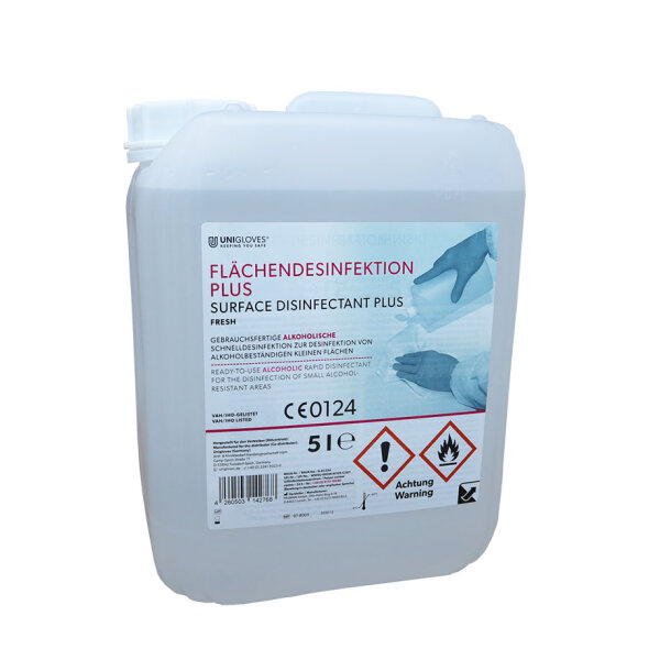 Unigloves Flächendesinfektion PLUS 5 Ltr., fresh * nur für den professionellen Gebrauch *