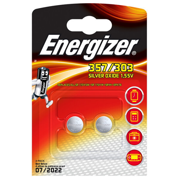 Energizer Spezialbatterien Typ 357/303, 1,55 V Batterien (2er-Pack) #E301319101#