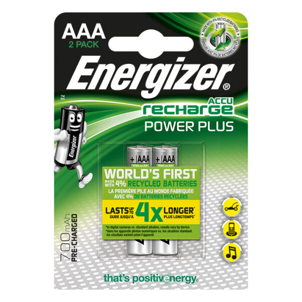 Energizer NiMH Akkumulatoren Power Plus Micro AAA HR03 1,2 V (2er-Pack) 700 mAh  #E300626504#