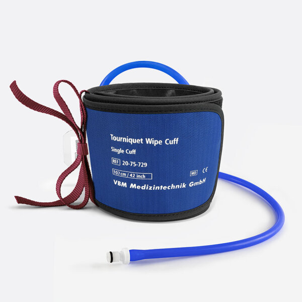 Tourniquet Wipe Cuff / Einfachmanschette wiederverwendbar 107x12cm, konische Form weinrot