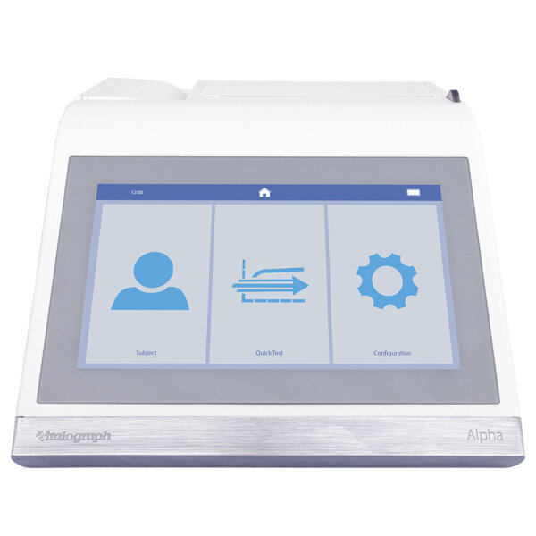 Vitalograph ALPHA Connect All-in-One-Spirometer mit Thermodrucker, Touchscreen und kabelloser Anbindung  an die Praxis-EDV mittels Connect Software