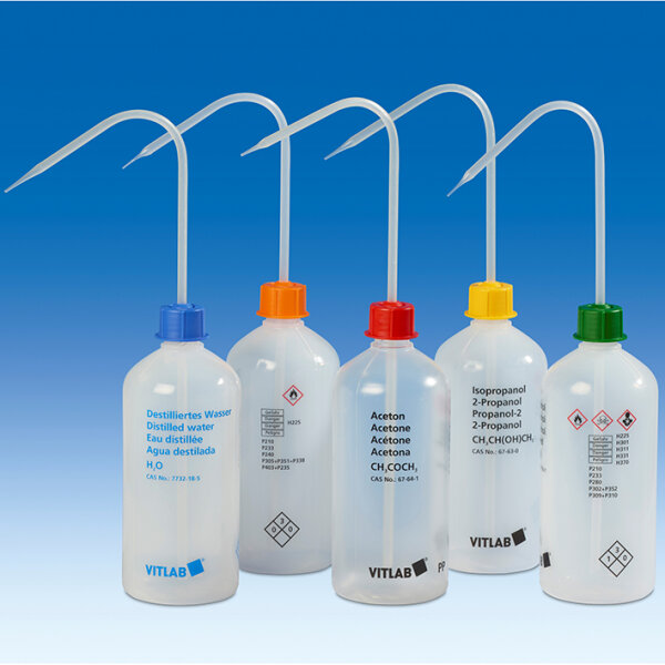 VITsafe Sicherheitsspritzflasche, PE-LD, GL 25, Aufdruck: Isopropanol, 250 ml mit VENT-CAP, Spritzaufsatz, PP
