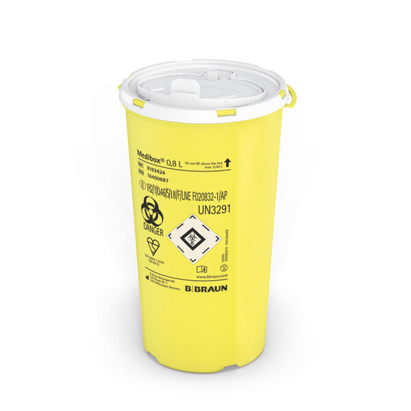 Kanülensammler Medibox | 0,8 Liter | rund | Höhe 18 cm | BxT 9,8 x 9,8 cm | 1 Stück