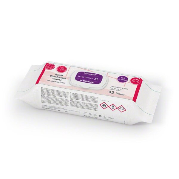 Meliseptol acute Wipes XL | Flächenschnelldesinfektion | 24 x 30 cm | 42 Tücher Flowpack