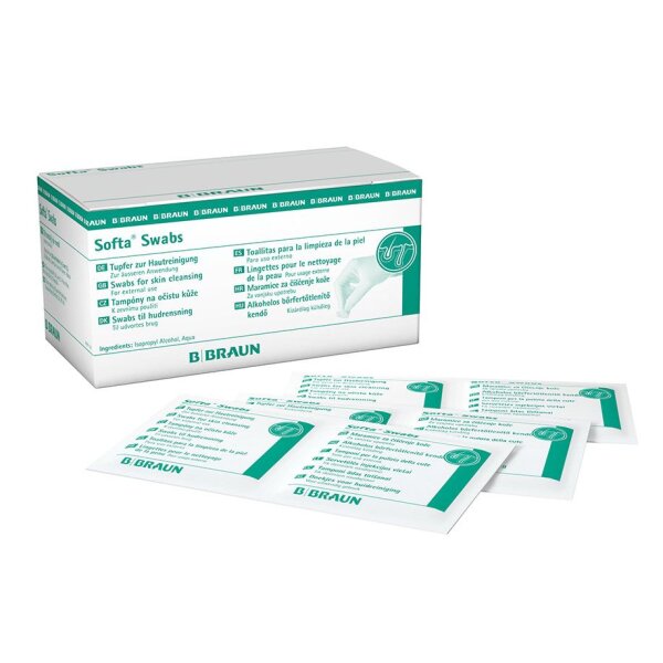 Alkoholtupfer Softa Swabs | 70% Isopropyl Alcohol | 6,5 x 3 cm | 100 Stück