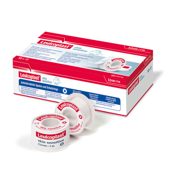 Leukoplast Skin Sensitive Rollenpflaster im Schutzring, 1,0 m x 2,50 cm, weiß