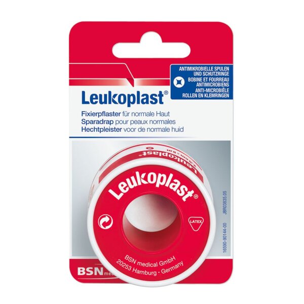 Leukoplast Rollenpflaster im Schutzring m. Eurolasche 5,0 m x 2,50 cm hautfarben VE = 12 Rl. /