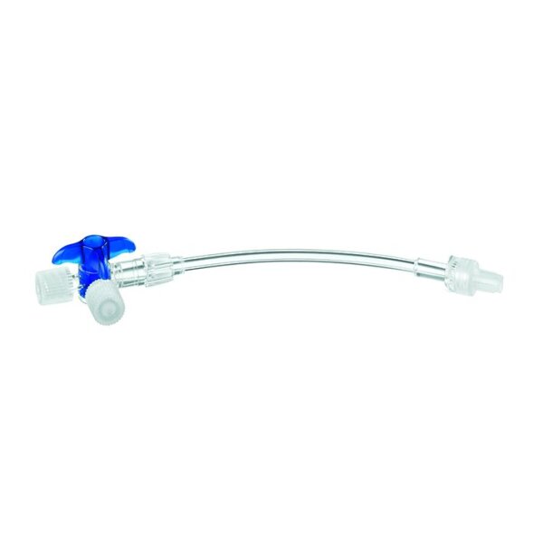 Discofix C Dreiwegehahn blau steril, mit Verbindungsleitung 10 cm VE = 50 Stck.