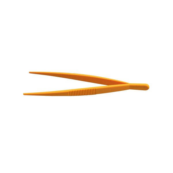 Pinzette, POM, gelb, stumpf, elastisch, Länge 115 mm VE = 50 Stck.
