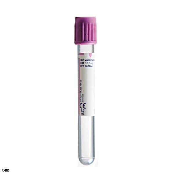 Vacutainer EDTA Plus Röhrchen | lila | 6 ml | PET | 100 x 13 mm | 100 Stück