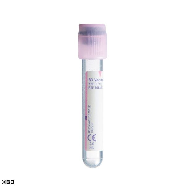 Vacutainer EDTA Plus Röhrchen PET | 3,6mg | K2 Blutbild | 2 ml | 75x13mm | 100 Stück