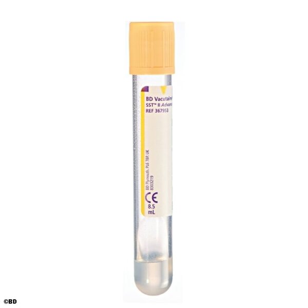 Vacutainer SST II Advance Serum-Röhrchen | Trenngel | goldgelb | 8,5 ml | 100 Stück