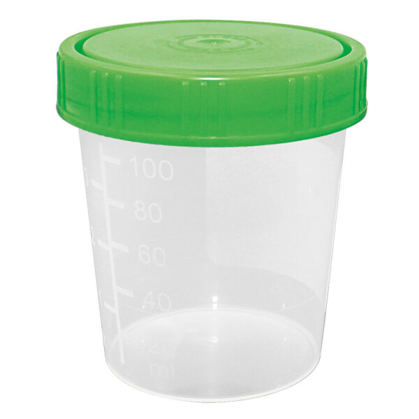 Urinbecher 100/125 ml mit Schraubdeckel grün VE/
