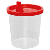 Urinbecher 125 ml mit Schnappdeckel rot im Karton VE/