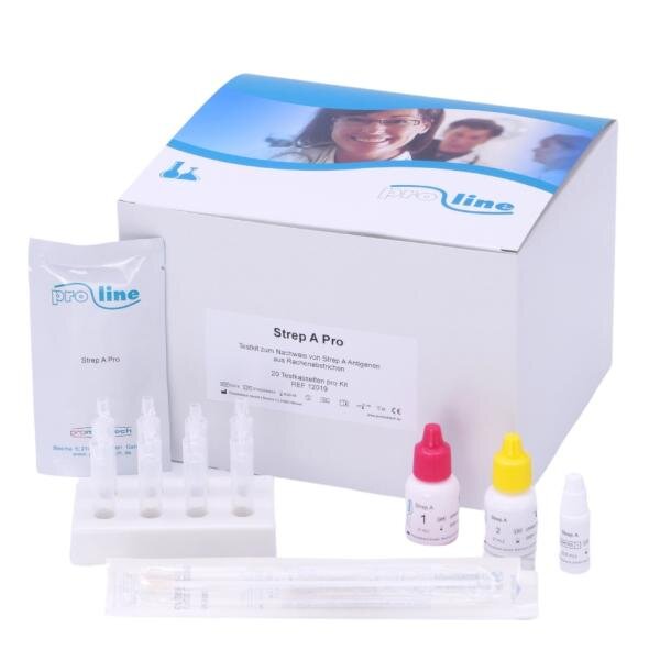STREP A PRO - PROLINE |  Test zum Nachweis von Strep A aus Rachenabstrichen | 20 Teskassetten