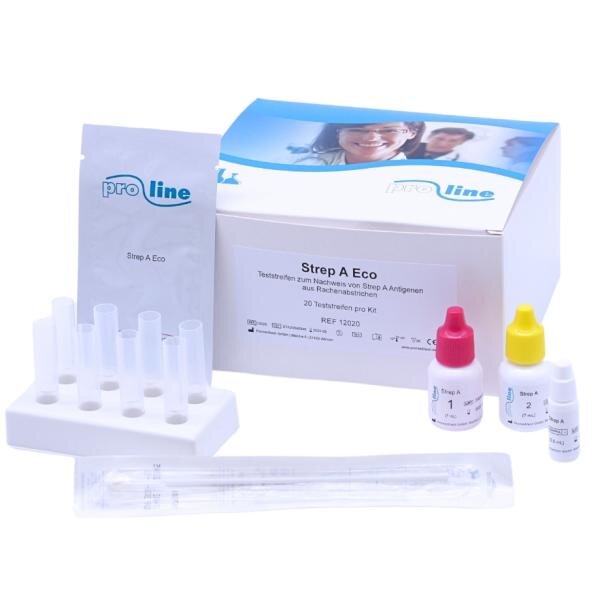 STREP A ECO - PROLINE | Test zum Nachweis von Strep A aus Rachenabstrichen | 20 Teststreifen