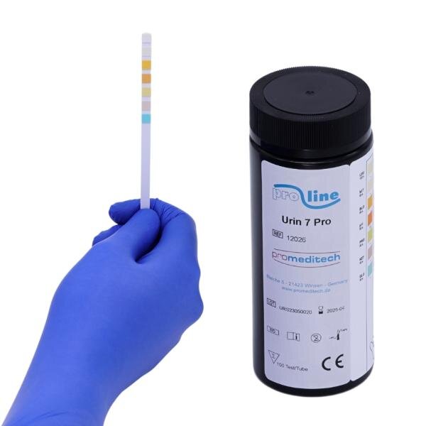 URIN 7 PRO - PROLINE | Harnteststreifen | Leuko-Blut-Nitrit-Protein-Glukose-pH-Keton | 100 Stück