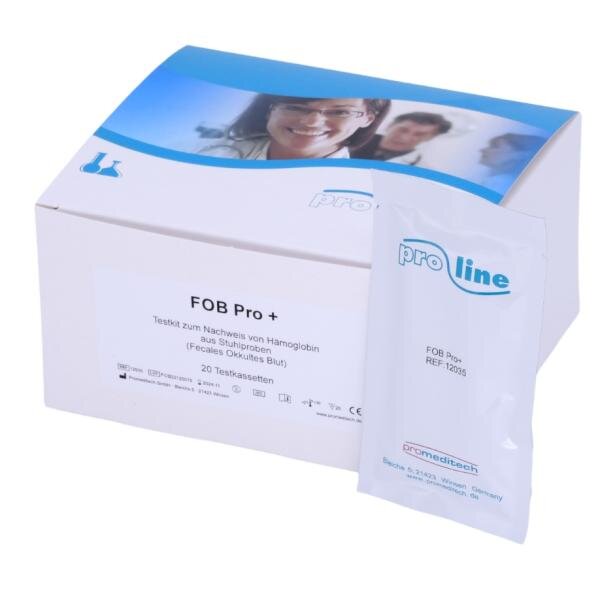 FOB PRO + - PROLINE | Testkassetten zum Nachweis von Hämoglobin aus Stuhlproben | 20 Testkassetten