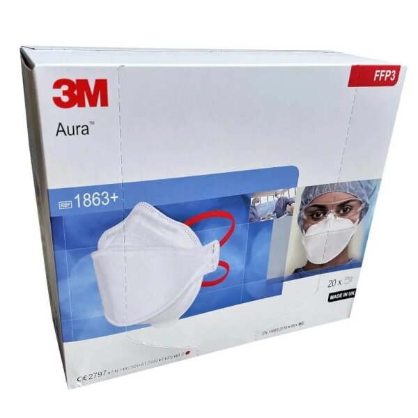 Mundschutz Atemschutzmaske FFP3 | Aura 3M | ohne Ventil | 20  Stück