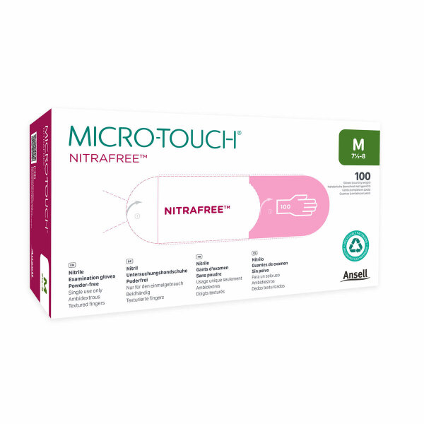 Nitrilhandschuhe | MicroTouch NitraFree | pdfr. | rosa | unsteril | Gr. M | 100 Stück