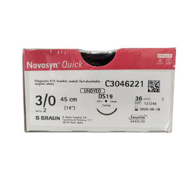 Nahtmaterial Novosyn Quick | DS19 | USP 3/0 | Metric 2 | 45cm | 36 Stück