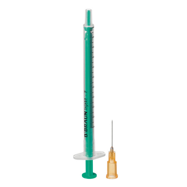 Spritzen Injekt F Duo Braun | Feindosierspritzen 1 ml | mit beigel. Kanüle 0,50 x 16 mm | 100 Stück