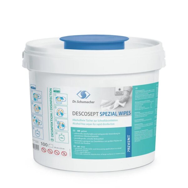 Descosept Spezial Wipes | 32 x 30 cm | 100 Tücher im Feuchttuchspender