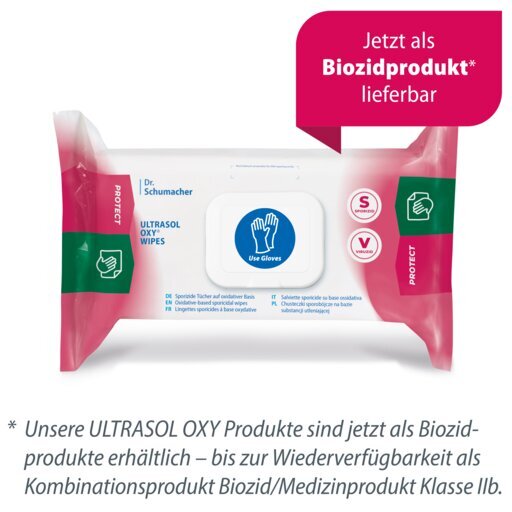 Ultrasol Oxy Wipes | Flächendesinfektion | 20 x 20 cm | 108 Tücher im Flowpack