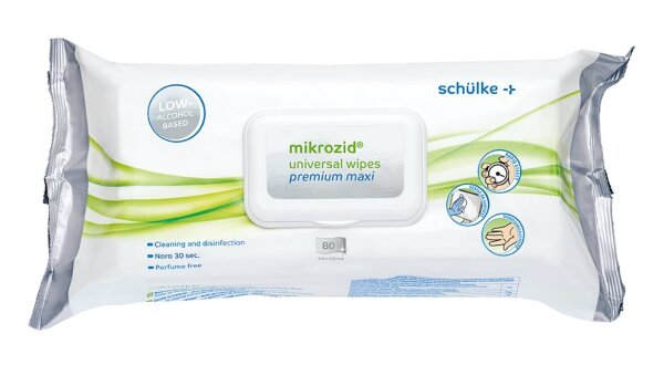 Mikrozid Universal Wipes green line | gering alkoholisch | 20 x 20 cm | 114 Stück im Flowpack