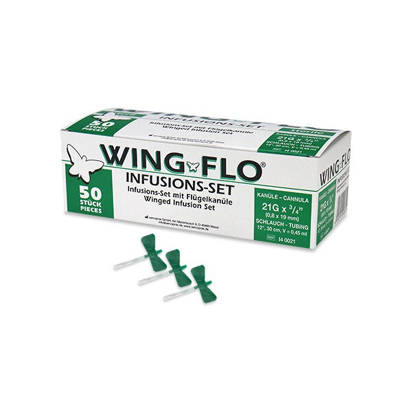 Wing-Flo grün | Flügelkanüle | Butterfly | 21G | 0,8 x 19 mm | 50 Stück