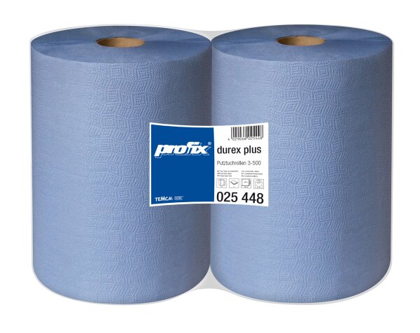 Putztuchrollen profix® durex plus | 3-lagig | Recycling | 36 × 38 cm (B × L) | blau | 2x 500 Blatt