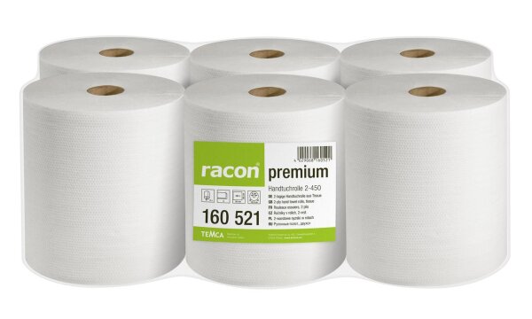 Toilettenpapier Racon Premium Jumbo 2-180 | 2-lagig, hochweiß | 12 Rollen à 180 m |