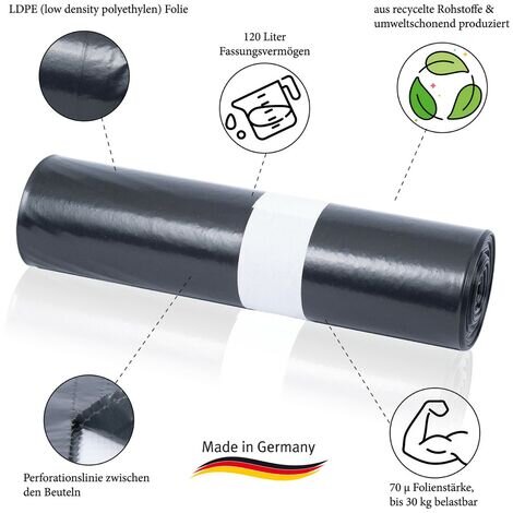 Müllbeutel 120 Liter | 79µl | blau | 70 x 110cm | EXTRA STARK | Rolle 15 Stück