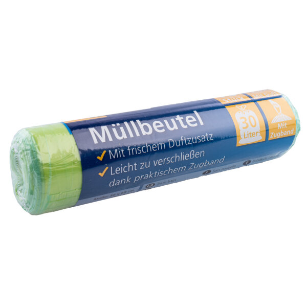 Müllbeutel mit Zugband | 120 Liter | LDPE | blau | 70 x 100cm+50mm | 10 x 25 Stück